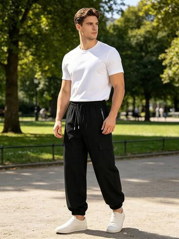 Men's Black Classic Casual Trousers - Premium Comfort Fit, Versatile Everyday Wear for Business Smart and Daily Us in Saudi Arabia