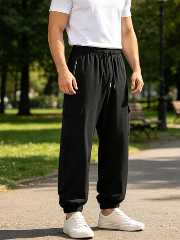Men's Black Classic Casual Trousers - Premium Comfort Fit, Versatile Everyday Wear for Business Smart and Daily Us in Saudi Arabia