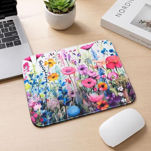 2PCS Mouse Pad for Desk – Cute Small Mouse Pad for Laptop, Non-Slip Rubber Base, Stitched Edge – Smooth Mousepads for Women Office Home (Flower Color, 2PCS) in Kuwait
