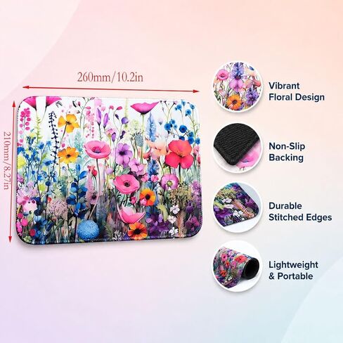 2PCS Mouse Pad for Desk – Cute Small Mouse Pad for Laptop, Non-Slip Rubber Base, Stitched Edge – Smooth Mousepads for Women Office Home (Flower Color, 2PCS) in Kuwait