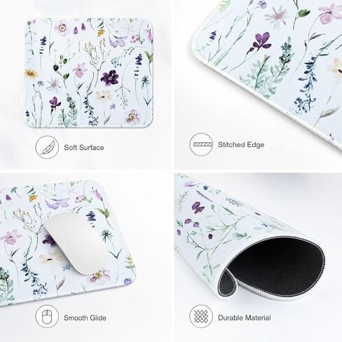 2PCS Mouse Pad for Desk – Cute Small Mouse Pad for Laptop, Non-Slip Rubber Base, Stitched Edge – Smooth Mousepads for Women Office Home (Flower Color, 2PCS) in Kuwait