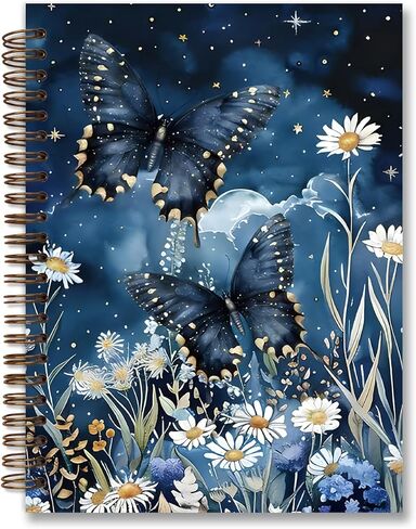 Dejfel Vintage Floral Butterfly Notebook Journal,Vintage Flower Butterfly Diary Gifts, Journaling Writing Pad for Women Work Office School Supplies, Spiral Notebook 5.5x8.3 in Kuwait