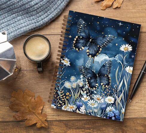 Dejfel Vintage Floral Butterfly Notebook Journal,Vintage Flower Butterfly Diary Gifts, Journaling Writing Pad for Women Work Office School Supplies, Spiral Notebook 5.5x8.3 in Kuwait