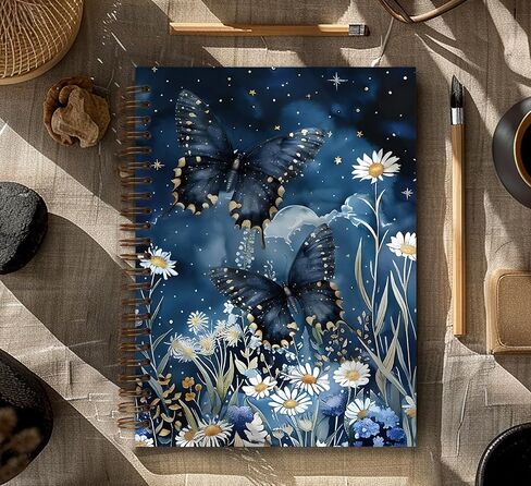 Dejfel Vintage Floral Butterfly Notebook Journal,Vintage Flower Butterfly Diary Gifts, Journaling Writing Pad for Women Work Office School Supplies, Spiral Notebook 5.5x8.3 in Kuwait