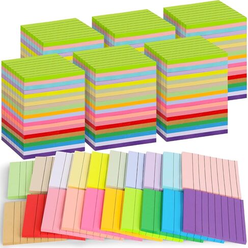 60 PCS Lined Sticky Notes 3x3In Colorful Sticky Notes 75 Sheets/Pad 12 Colors,Bright Ruled Post Stickies Multicolor Memo Note Pads for Teacher Student School Office Meeting Blank Desk Pads,4500 Sheets in Kuwait