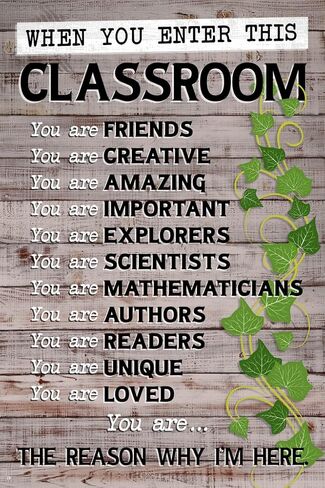When You Enter This Classroom Sign Educational Rules School Farmhouse Classroom Decor Cool Wall Art Print Poster 12x18 in Kuwait