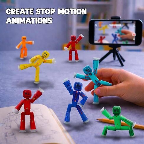 StikBot 6-Pack 2-Tone Series: Collectible Half-Clear & Half-Solid Action Figures – Poseable Stop-Motion Animation Toys with Dual-Sided Faces and Suction Cup Hands & Feet – Includes 6 Unique Colors in Kuwait