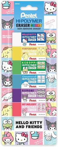 Pentel Hi-Polymer Block Eraser Colors, Hello Kitty® and Friends, Limited Edition, Small Block, Assorted Colors, 6-Pk in Kuwait