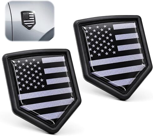 2 Pack Black American Flag Decal Car Emblem, Chrome Shield Badge Sticker for Trucks and Vehicles, All Black USA Flag Decoration for Auto Window, Body or Tailgate, Exterior Accessories in Saudi Arabia