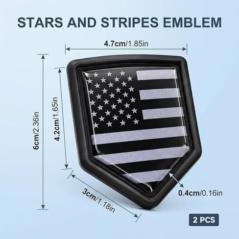 2 Pack Black American Flag Decal Car Emblem, Chrome Shield Badge Sticker for Trucks and Vehicles, All Black USA Flag Decoration for Auto Window, Body or Tailgate, Exterior Accessories in Saudi Arabia
