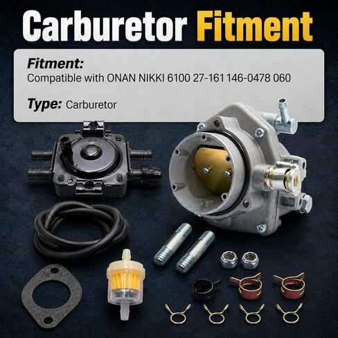SecosAutoparts Carburetor Kit Compatible with ONAN NIKKI 6100 27-161 146-0478 060 in Kuwait