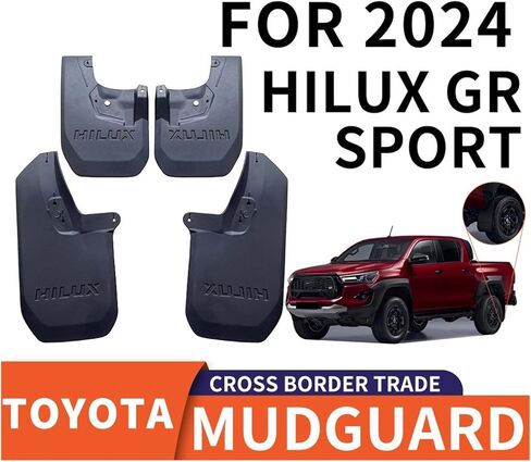 2024 Compatible with Toyota Hilux GR Sport Car Tire Mudguard,Mudguard Mudflaps Front Rear Flares Splash Guards Cover in Kuwait