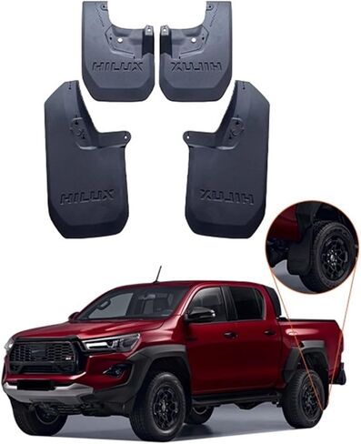2024 Compatible with Toyota Hilux GR Sport Car Tire Mudguard,Mudguard Mudflaps Front Rear Flares Splash Guards Cover in Kuwait