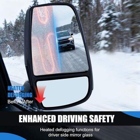 Passenger Side Upper Mirror Glass for 2015-2023 Ford Transit 150 250 350 HD - Heated OE Replacement with Backing Plate, Fits CK4Z-17K707-C, Right Side Mirror for Van, Anti-Vibration Mirror in Kuwait