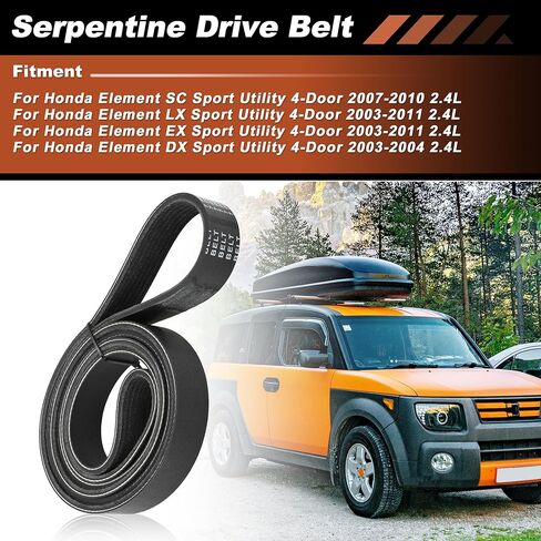 7PK1763 7-Ribs Engine Serpentine Drive Belt for Honda Element 2003 2004 2005 2006 2007 2008 2009 2010 2011 2.4L L4 K070694 38920PZDA01 in Kuwait