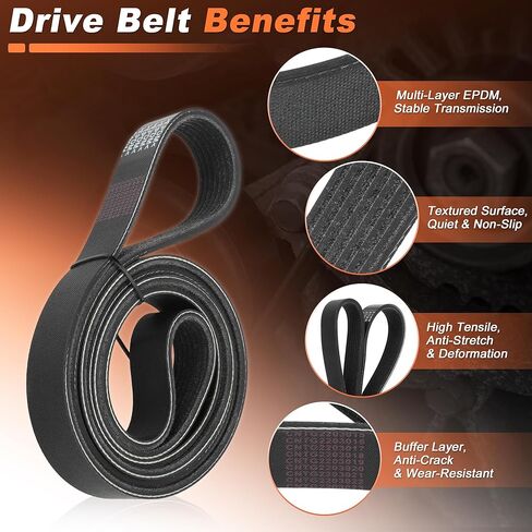 7PK1763 7-Ribs Engine Serpentine Drive Belt for Honda Element 2003 2004 2005 2006 2007 2008 2009 2010 2011 2.4L L4 K070694 38920PZDA01 in Kuwait