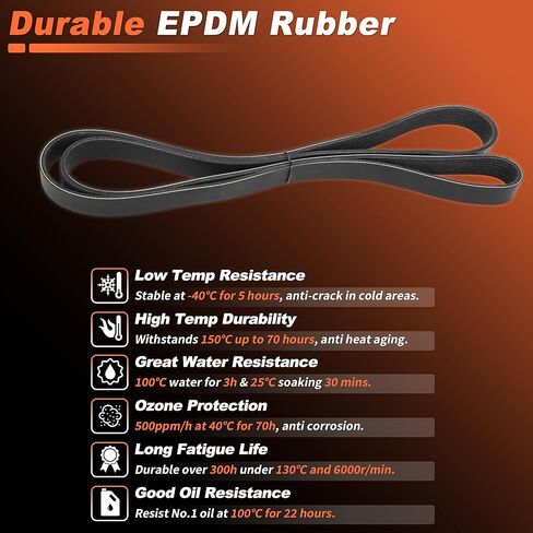 7PK1763 7-Ribs Engine Serpentine Drive Belt for Honda Element 2003 2004 2005 2006 2007 2008 2009 2010 2011 2.4L L4 K070694 38920PZDA01 in Kuwait
