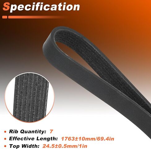 7PK1763 7-Ribs Engine Serpentine Drive Belt for Honda Element 2003 2004 2005 2006 2007 2008 2009 2010 2011 2.4L L4 K070694 38920PZDA01 in Kuwait