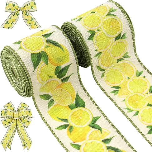 Lemon Wired Ribbon 2.5 Inch x 10 Yards Yellow Citrus Fruit Summer Craft Ribbon for Wreaths Bow Making Gift Wrapping in Saudi Arabia