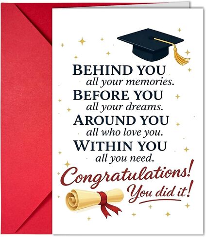 Inspirational Graduation Card for High School College, Congratulations Gift for Family Friends in Saudi Arabia