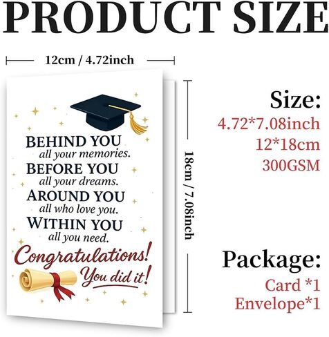 Inspirational Graduation Card for High School College, Congratulations Gift for Family Friends in Saudi Arabia