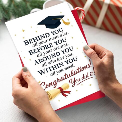 Inspirational Graduation Card for High School College, Congratulations Gift for Family Friends in Saudi Arabia