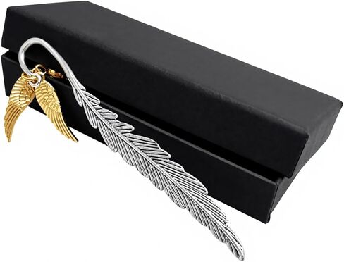 Metal Feather Bookmark, Unique Metal Bookmark, Reading Gift​ for Book Lovers, Women, Men, Teens, for Christmas, Birthday, Valentine's Day (with Black Gift Box) in Saudi Arabia