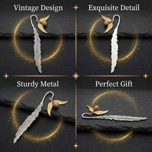 Metal Feather Bookmark, Unique Metal Bookmark, Reading Gift​ for Book Lovers, Women, Men, Teens, for Christmas, Birthday, Valentine's Day (with Black Gift Box) in Saudi Arabia