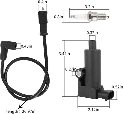 Ignition Coil & Spark Plug & Wire Cap for Hisun UTV 250 400 450 500 Massimo Gunner 250 MSU 400 500 Coleman UT400 UT500 Axis Bennche Cowboy Spire Bighorn 250 400 450 500 in Kuwait