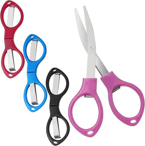 4Pcs Small Folding Scissors - Portable Mini Travel Scissors, Stainless Steel, Telescopic Cutter for Crafting, Retractable, Paper, Home, School, Camping in Saudi Arabia