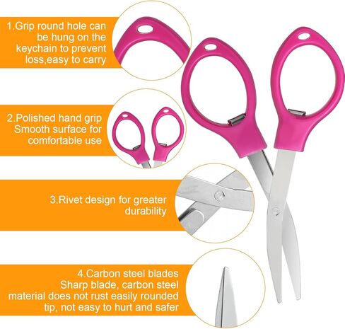 4Pcs Small Folding Scissors - Portable Mini Travel Scissors, Stainless Steel, Telescopic Cutter for Crafting, Retractable, Paper, Home, School, Camping in Saudi Arabia