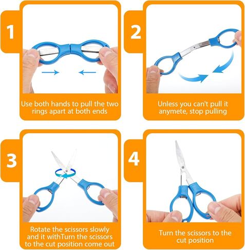 4Pcs Small Folding Scissors - Portable Mini Travel Scissors, Stainless Steel, Telescopic Cutter for Crafting, Retractable, Paper, Home, School, Camping in Saudi Arabia