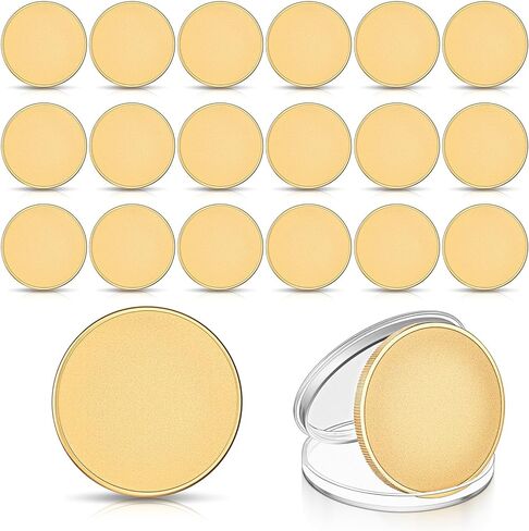 12 Pcs Blank Brass Coins for Laser Engraving Custom Coins Blanks Solid Brass Coin with Acrylic Protection Box 40mm Unfinished Challenge Coin Blanks for DIY Commemorative Collection(3mm) in Saudi Arabia