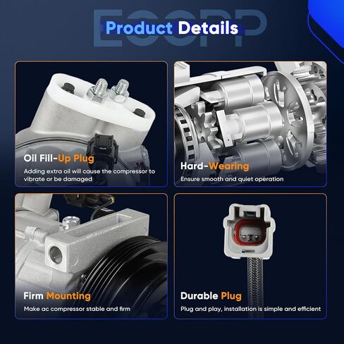 ECCPP AC Compressor 2006-2008 Fit for INFINITI M35 3.5L AC Compressor with Clutch Rapid Cooling in Kuwait
