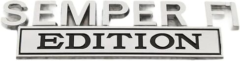 semper fi Edition شارة معدنية لشعار السيارة، ملصق شارة معدنية جانبية ملصق بديل لشارات الباب الخلفي لمصد الباب الخلفي متوافق مع جميع ملحقات السيارات والشاحنات وسيارات الدفع الرباعي (فضي وأسود) in Kuwait