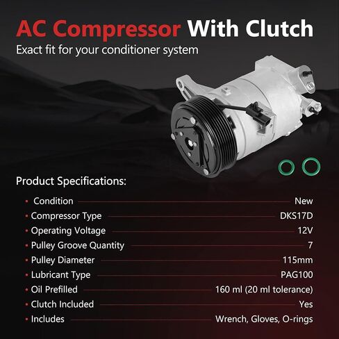 HYR New Air Conditioner AC Compressor with Clutch Compatible with Nissan Murano/Maxima 3.5L 2009-2014, Pathfinder 2013-2015, Quest 3.5L 2011-2015, Infiniti JX35 2013, QX60 2014-2015 CO 11319C in Saudi Arabia