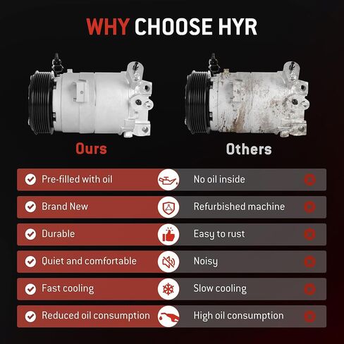 HYR New Air Conditioner AC Compressor with Clutch Compatible with Nissan Murano/Maxima 3.5L 2009-2014, Pathfinder 2013-2015, Quest 3.5L 2011-2015, Infiniti JX35 2013, QX60 2014-2015 CO 11319C in Saudi Arabia