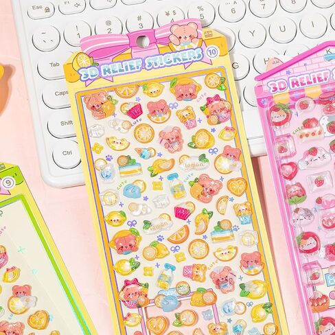 3D Cute Puffy Cartoon Lemon Summer Stickers, Kawaii Mini Decorative Stickers for Planner, Laptops, Phone Case, Journals, Scrapbook and DIY Crafts Holiday Decor in Saudi Arabia
