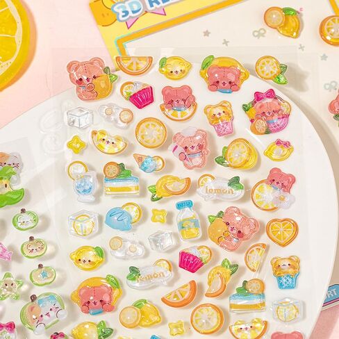 3D Cute Puffy Cartoon Lemon Summer Stickers, Kawaii Mini Decorative Stickers for Planner, Laptops, Phone Case, Journals, Scrapbook and DIY Crafts Holiday Decor in Saudi Arabia