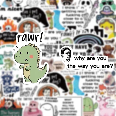 50 Pcs Meme Sticker Pack Trending Viral Funny Graffiti Decals for Journal Guitar Helmet Skateboard Luggage Notebook Laptop Decoration in Kuwait