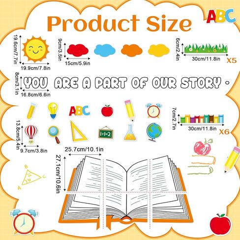 Reading Bulletin Board Decorations Set Open Book Paper Cutouts Library Decor Colorful Back to School Classroom Reading Board for Library Kindergarten Preschool Elementary Middle School Decor in Kuwait