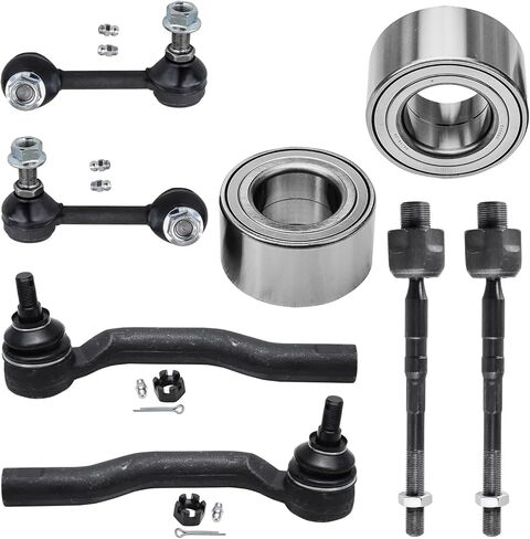 Detroit Axle - 8pc Front Wheel Bearings Kit for 2007-2013 Mazda CX-9 2008 2009 2010 2011 2012, 2 Sway Bars 2 Wheel Bearings Assembly 4 Outer Inner Tie Rod End Links Replacement in Kuwait