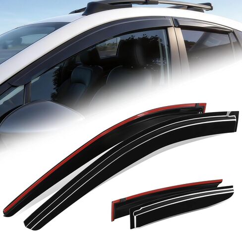 أقنعة نافذة Auto Dynasty متوافقة مع 2024-2026 Subaru Crosstrek Impreza، 4 قطع أمامية يسار يمين شريط على النافذة منحرف واقي المطر والشمس والرياح والهواء الجانبي، أسود لامع in Kuwait