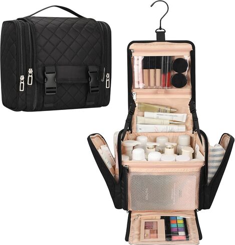 Hanging Toiletry Bag for Women, Travel Toiletry Bag Standing Toiletry Organizer with Hook Large Makeup Cosmetic Bag Portable Hanging Toiletry Organizer Bags for Full-Size Toiletries, Accessories in Saudi Arabia