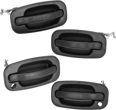 4Pcs Exterior Door Handle Front Rear Driver & Passenger Side Compatible with 1999-2007 Chevy GMC Cadillac Silverado Suburban Tahoe, Sierra Yukon, Escalade Replacement for 15034985 (Black) in Saudi Arabia