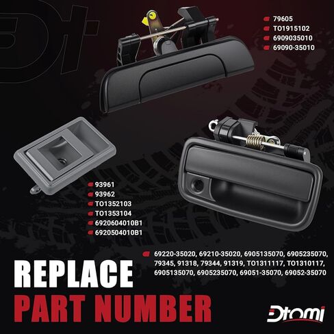 Exterior Door Handle & Interior Door Handle Set Compatible with Toyota Vehicle Tacoma 1995 1996 1997 1998 1999 2000 Replace# 69220-35020, 69210-35020, 79345, 79344, TO131011, 6909035010, 6920604010B1 in Kuwait