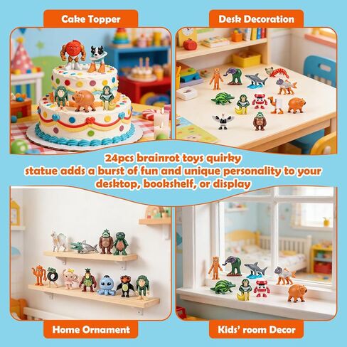 24PCS Italian Brainrot Steal a Brainrot Toys, Brain Rot Toys, Tralalero Tralala Action Figures, Tung Tung Tung Sahur Meme Shark Doll, Birthday Decor Party Favors Gifts for Boys Girls Kids Teens in Saudi Arabia