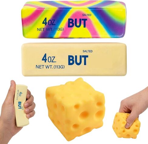 Cheese Squishy, Slow Rise Squishies, Stress Relief Fidgets for Office and Classroom, Set of 3 Butter Cheese Squishy Sensory Fidgets for Adults and Students, Cute Anxiety Relief Gifts for Desk Decor in Saudi Arabia