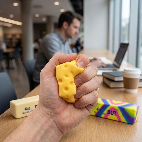 Cheese Squishy, Slow Rise Squishies, Stress Relief Fidgets for Office and Classroom, Set of 3 Butter Cheese Squishy Sensory Fidgets for Adults and Students, Cute Anxiety Relief Gifts for Desk Decor in Saudi Arabia
