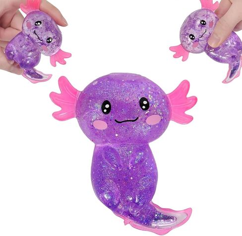 Realistic Axolotl Squishy Toy, Glitter Slow Rising Sensory Squeeze Toy for Kids Ages 3+ & Adults, Cute Axolotl Fidget Toy for Party Favors, Classroom Rewards & Desk Play (Blue) in Saudi Arabia
